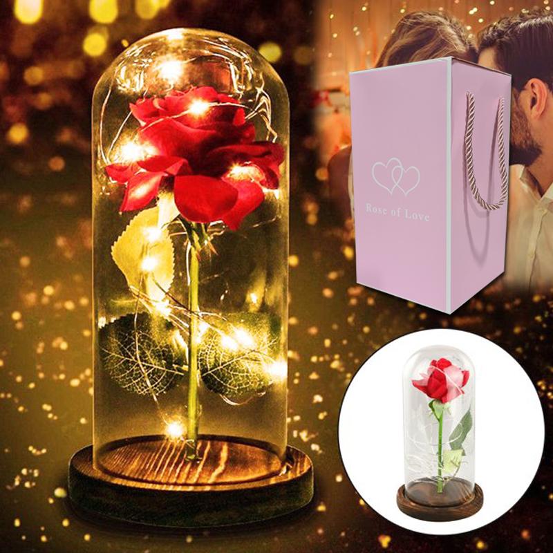 Romantična led Ruža u staklenoj kupoli +  Gratis Poklon kutija Likvidacija